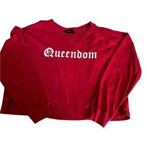 VINTAGE Forever21 Red Queendom Cropped Sweatshirt